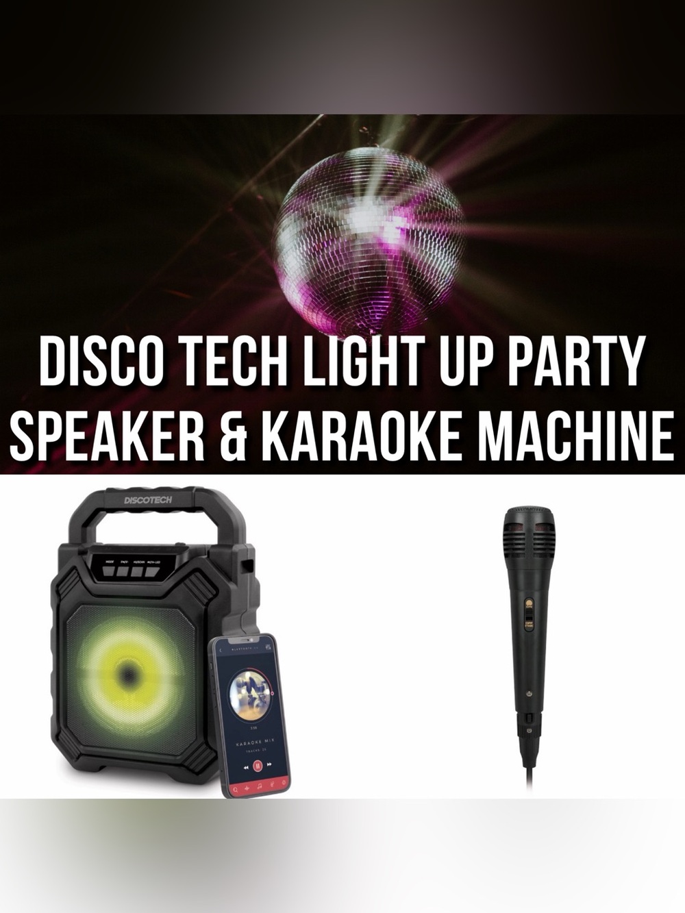 Disco Tech Light Up Party Speaker & Karaoke Machine - New in Box